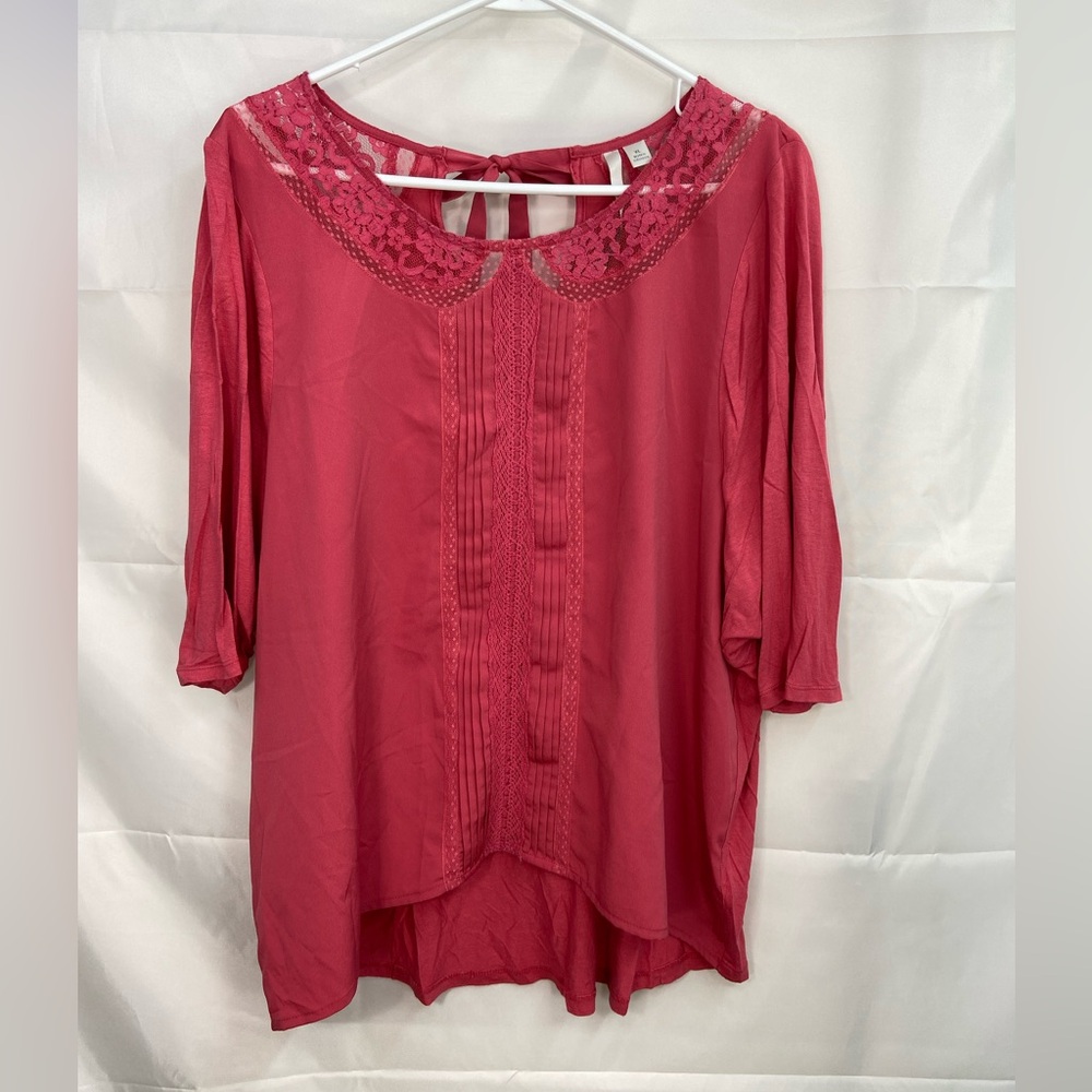 Women’s Lace Yoke Pink Blouse